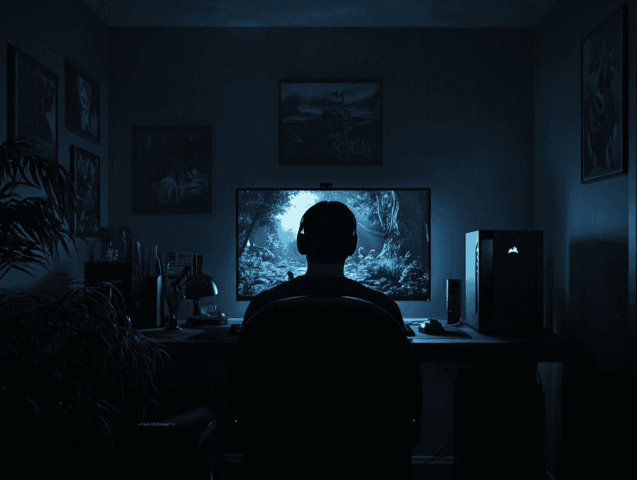 A gamer immersed in a high-resolution gaming experience