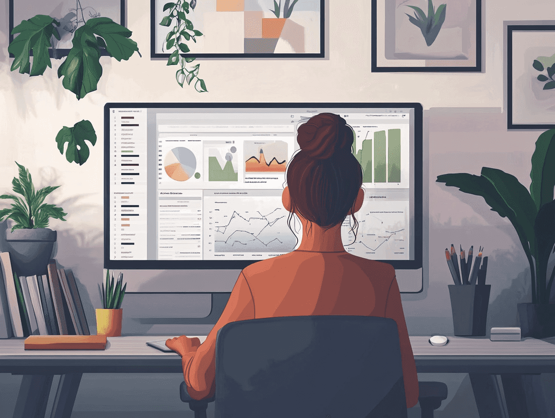 A team of professionals collaborating on a data project in a modern office setting.