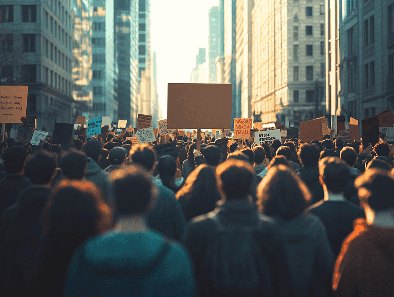 A crowd of protesters demanding change