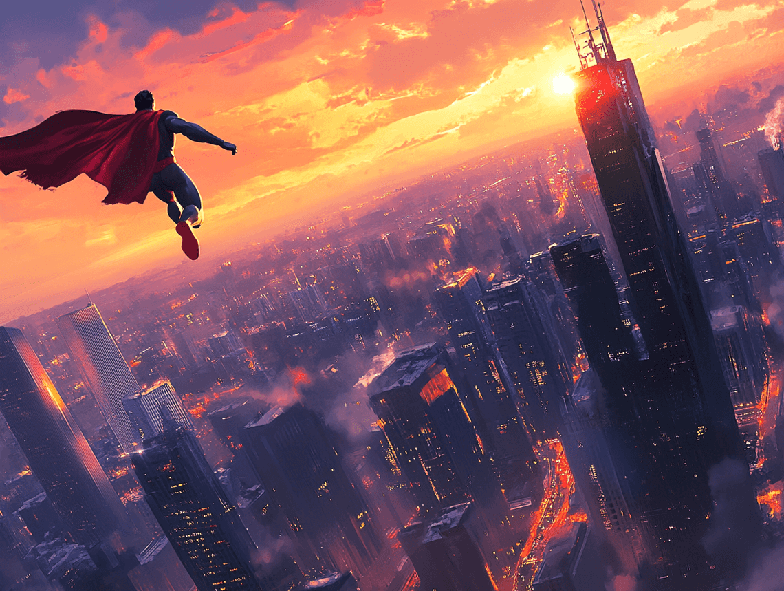 A visually striking image of a movie theater marquee with blockbuster titles