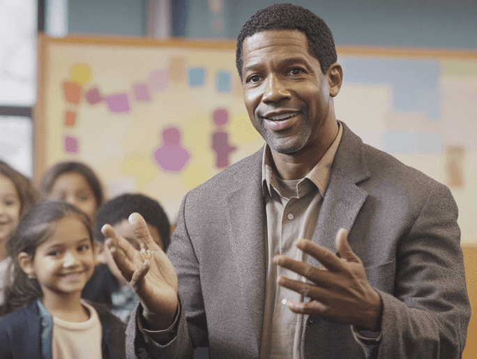 Denzel Washington speaking at a charity event