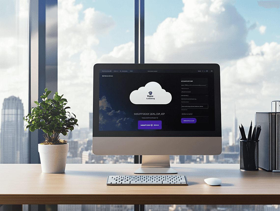 A professional workspace with a tablet, smartphone, and laptop all synced to a cloud storage app