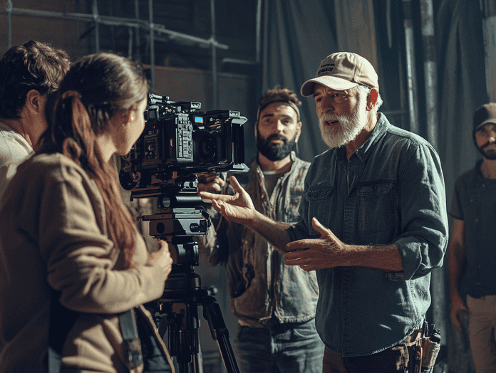 A behind-the-scenes look at The Idol's production, featuring Sam Levinson directing a scene.