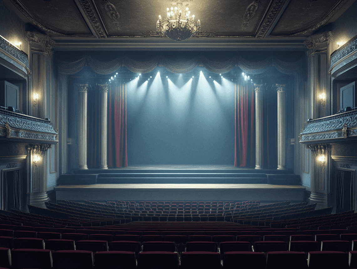 A group of young musicians rehearsing in a vibrant concert hall