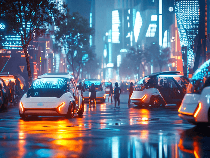 A futuristic depiction of artificial intelligence systems at work