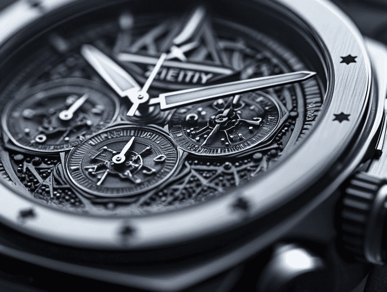 Close-up of the Zenith Defy Skyline Chronograph's intricate dial and angular bezel