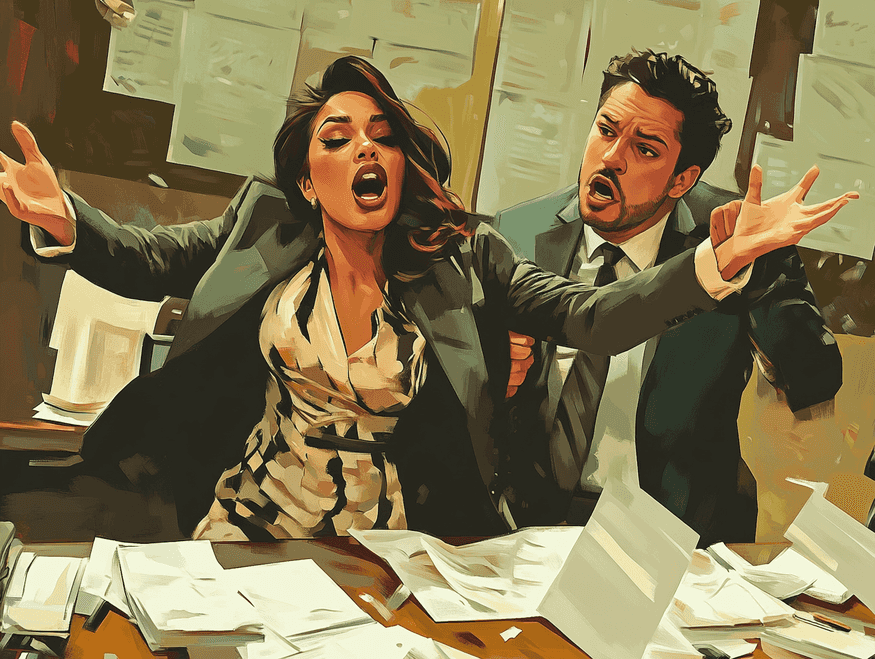 An intense argument in a professional setting