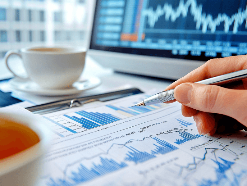 A financial chart showing stock growth and dividend payouts