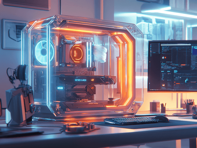 A futuristic gaming setup showcasing Intel’s vision for high-performance hardware