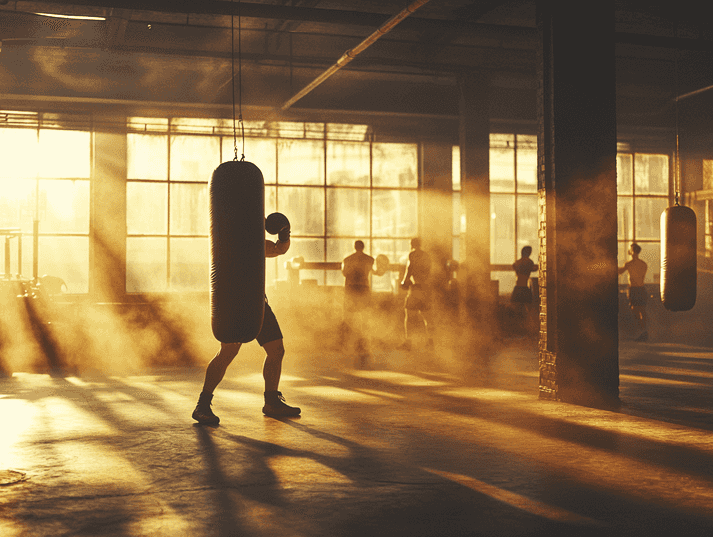 A close-up of a boxer wrapping his hands with tape, symbolizing preparation and determination