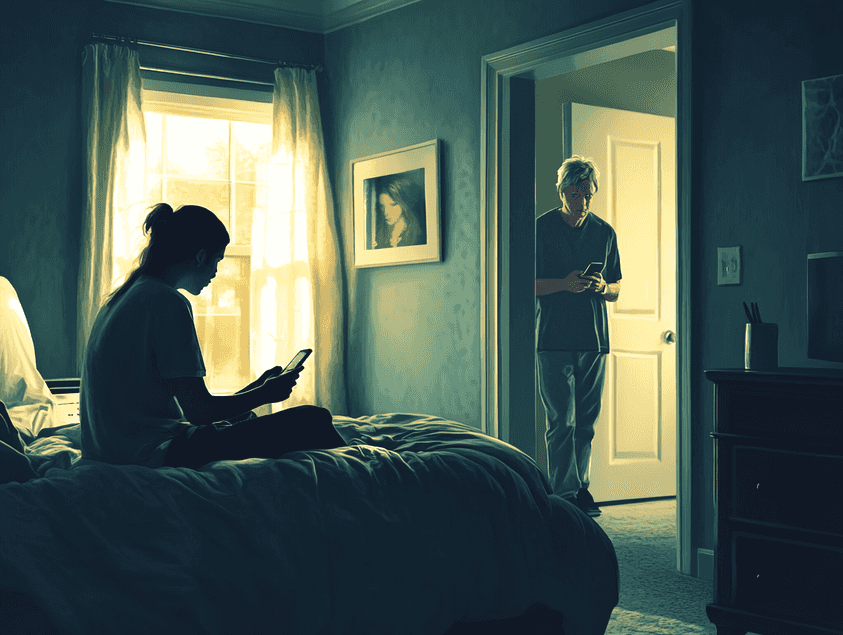 A group of concerned parents discussing online safety for their children