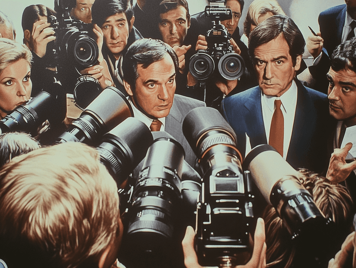 A bustling urban scene with people reacting to a sudden event.